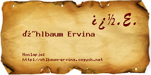 Öhlbaum Ervina névjegykártya